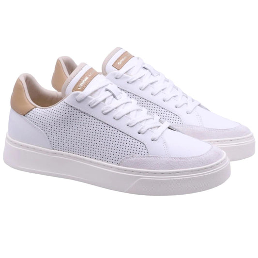 Sneaker uomo Crime London Eclipse 17671 pelle bianca con effetto forato