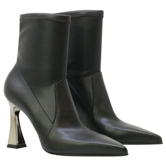 Sergio Levantesi Melita56 tronchetto donna in pelle nera e ecopelle