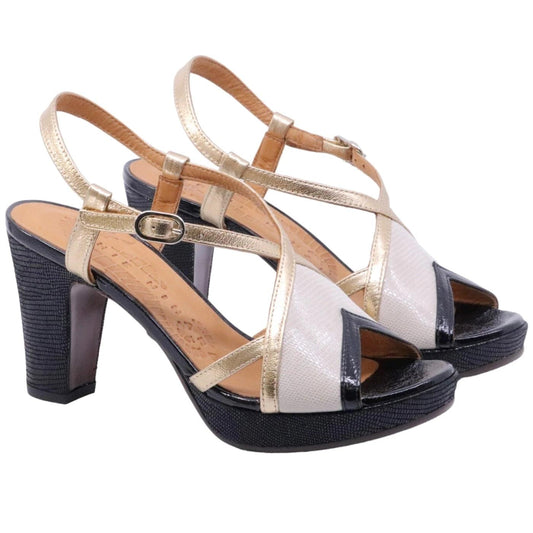 Chie Mihara Ekat44 sandalo donna in pelle nera e oro