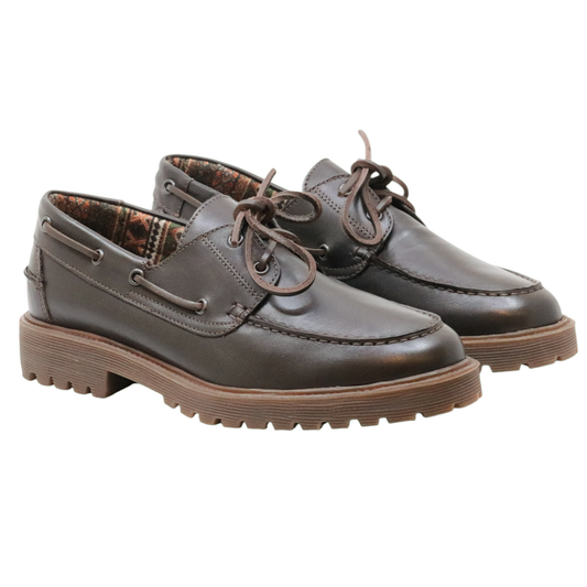 Antica Cuoieria 23058 mocassino barca uomo in pelle marrone 23058FLAMINGOBARK ANTICA CUOIERIA