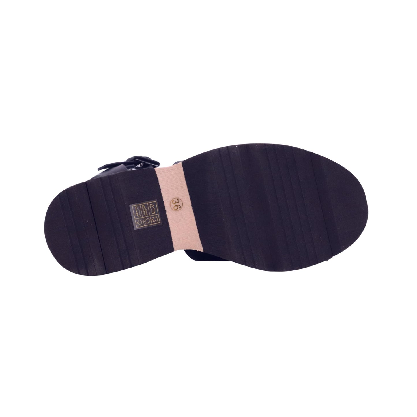 Jeannot AJ522A sandalo zeppa donna in pelle nappa nera con cinturino