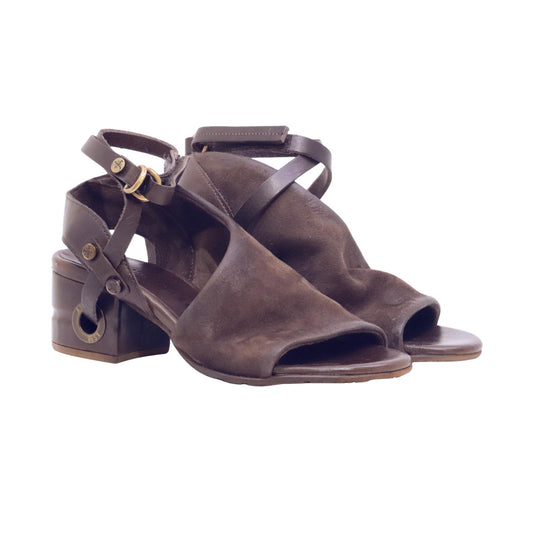 A.S.98 Filippa C34003 sandalo con tacco donna in camoscio testa di moro