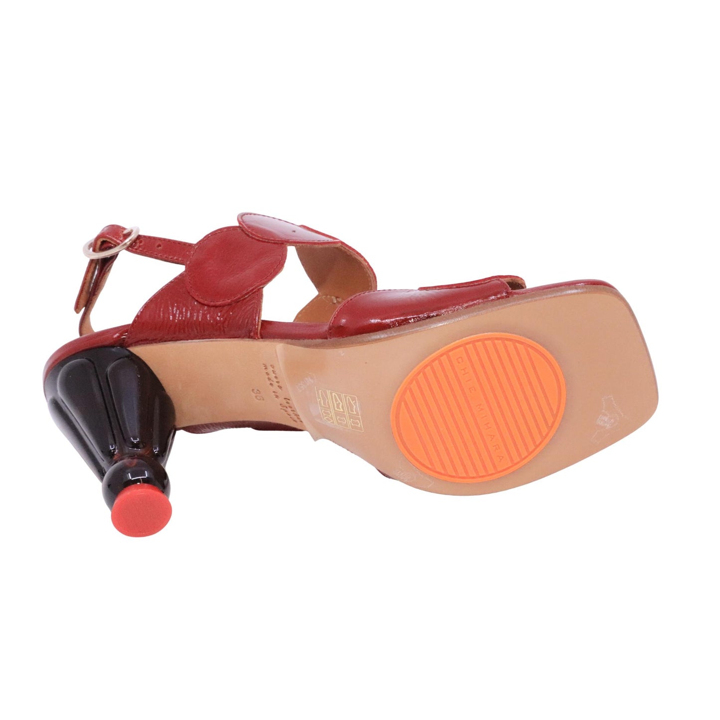 Chie Mihara Urana sandalo donna in pelle rossa con tacco scultoreo