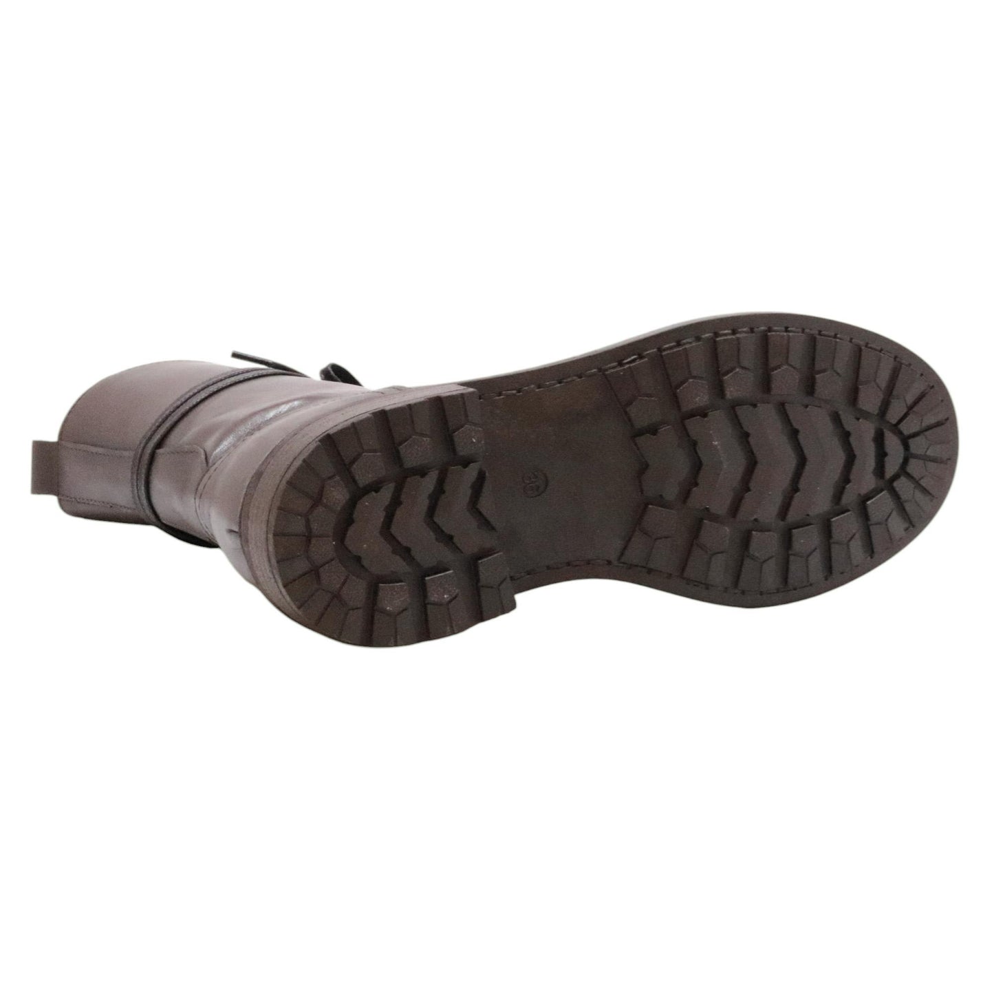 The Seller MW583 stivaletto donna in pelle marrone allacciato con zip laterale