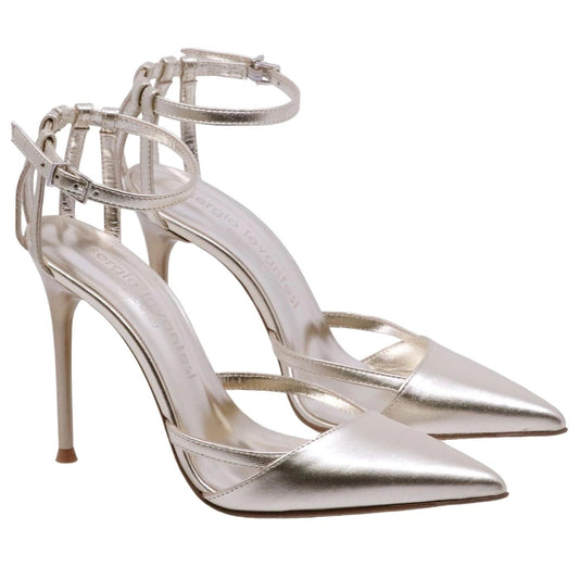 Slingback Sergio Levantesi Linda4 in pelle laminato platino