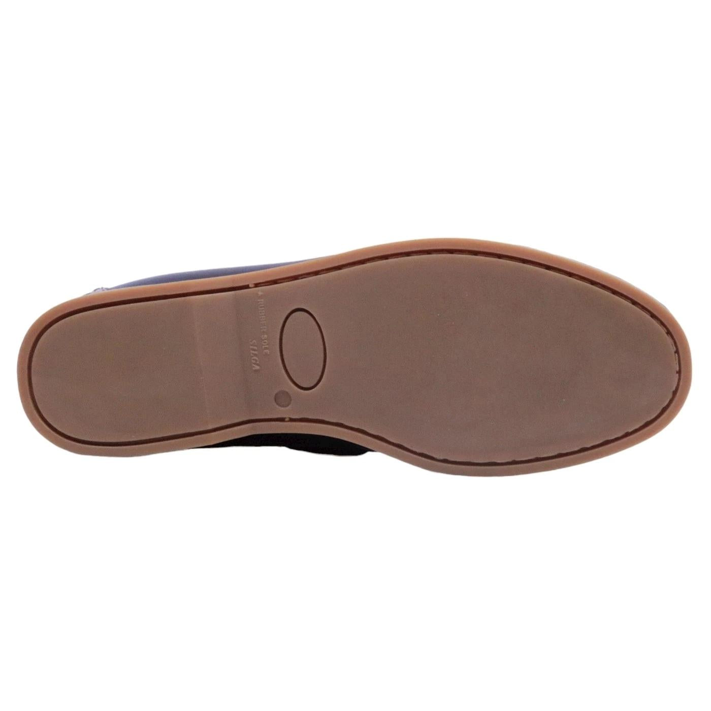 Antica Cuoieria 22317 scarpa da barca uomo in pelle blu con suola gomma miele Made in Italy