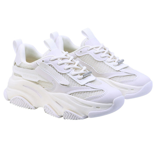 Steve Madden Possession sneaker donna in tessuto bianco e argento