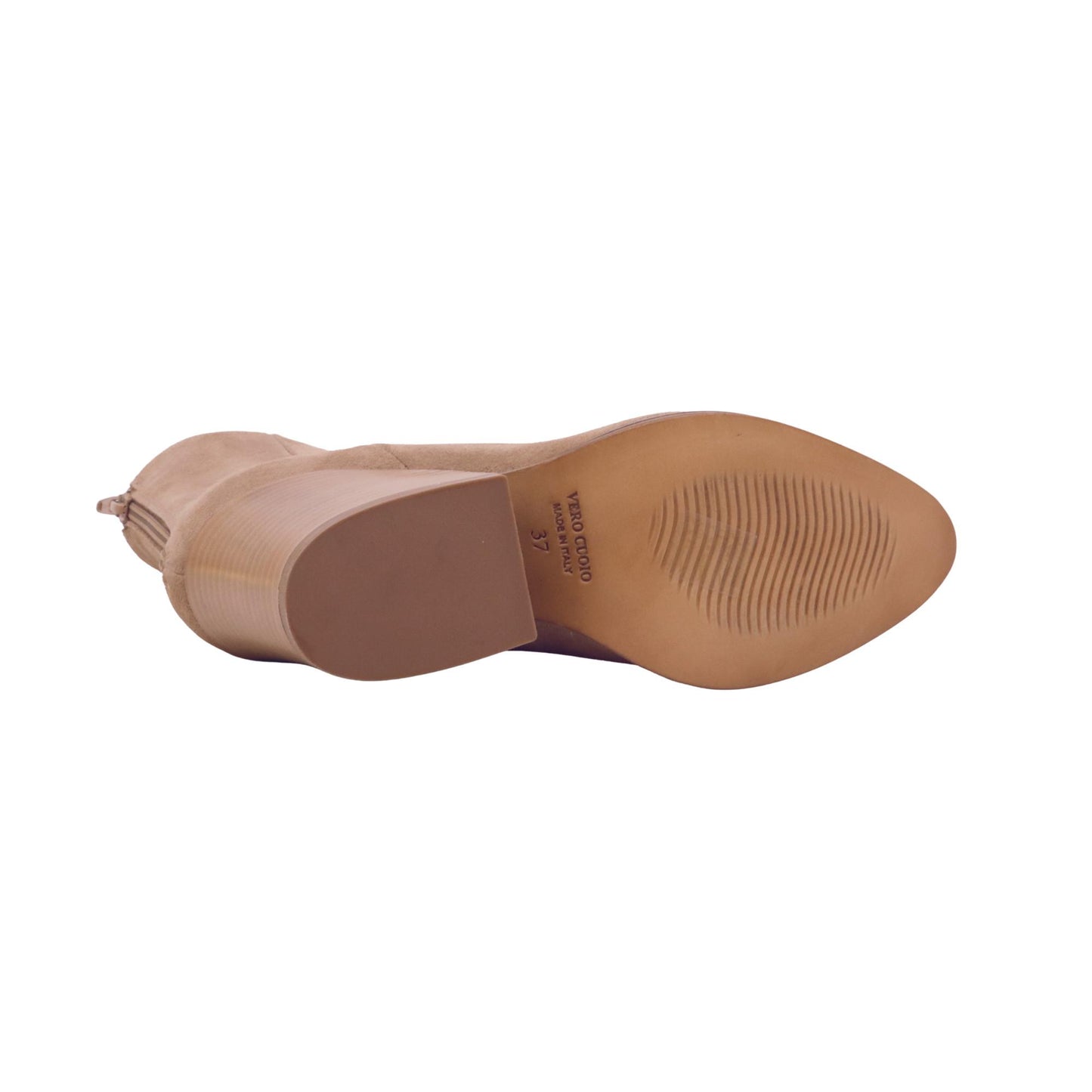 Curiosité 1636 stivaletto donna in camoscio beige con tacco texano
