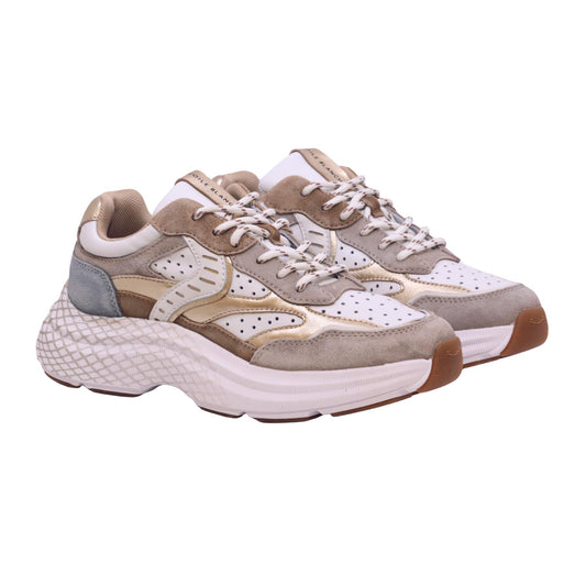 Voile Blanche Club122 Perfy sneaker donna in pelle e camoscio bianco beige