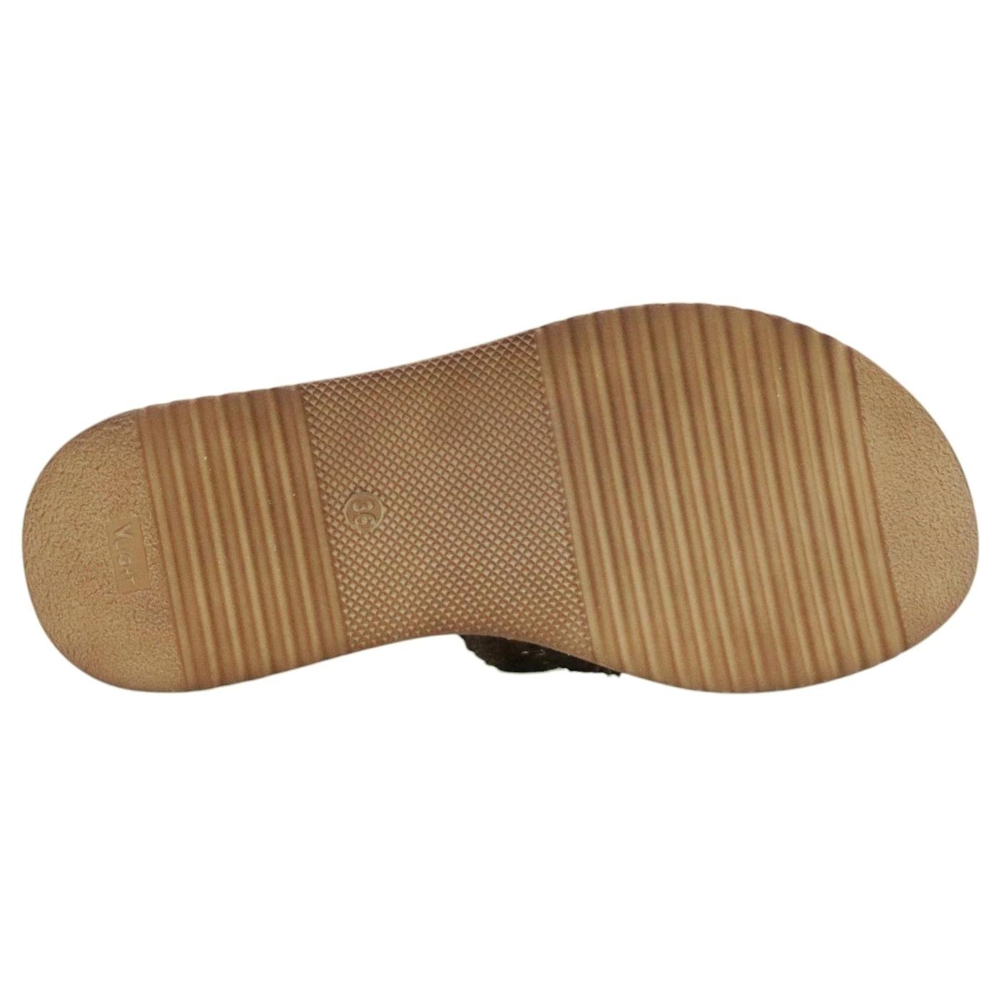 Sandalo con zeppa Mine Vaganti 3912 in pelle marrone