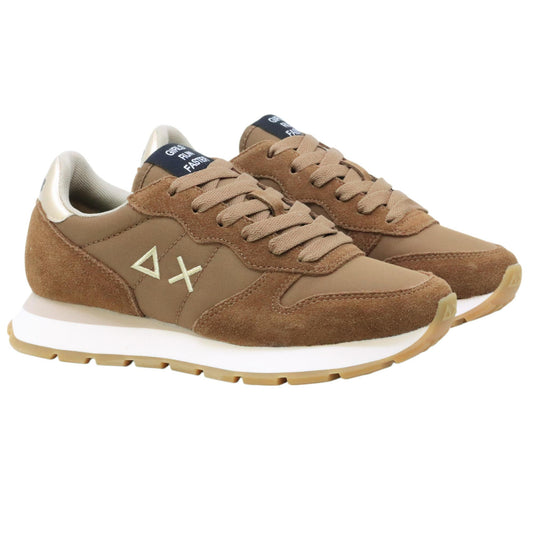 SUN68 Ally Gold Silver Z45202 sneaker donna in nylon e suede marrone