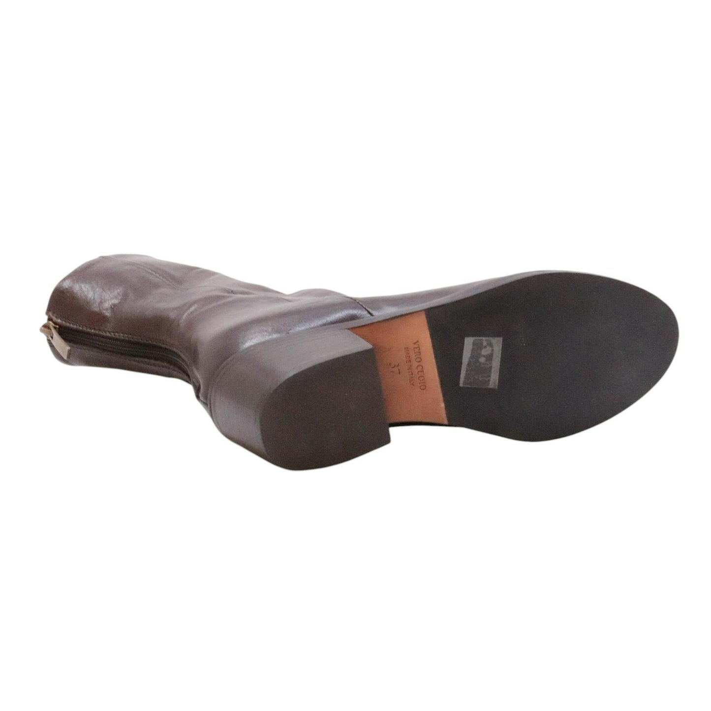 Curiositè 2806 stivaletto donna in pelle marrone con zip posteriore