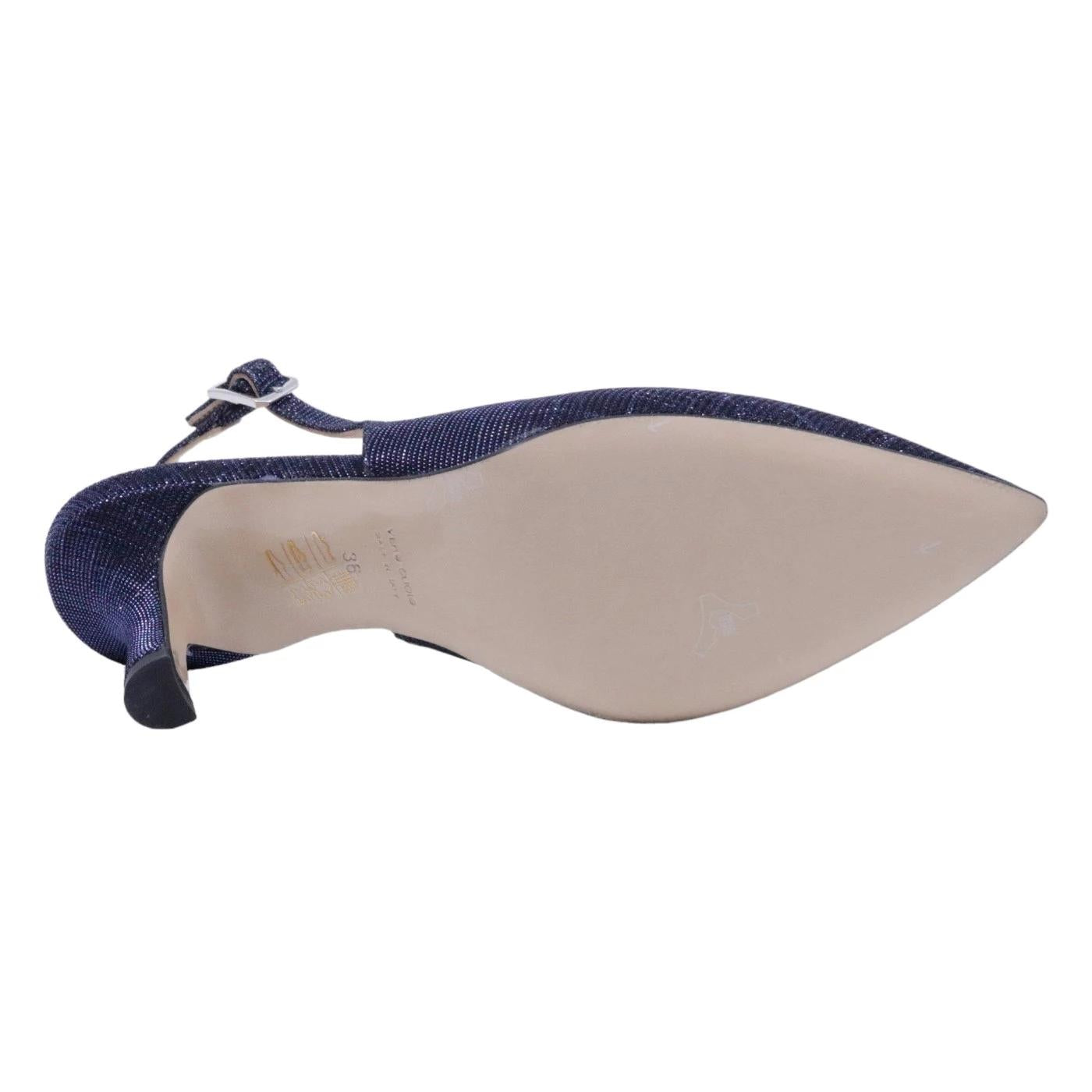 Slingback donna Le Briella Z827 in elegante pelle e tessuto di color blu