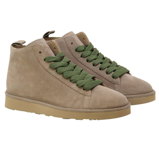 Panchic P001 polacchino uomo in suede nocciola e lacci verde oliva