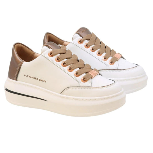 Sneaker donna Alexander Smith Lancaster in pelle bianca e rame