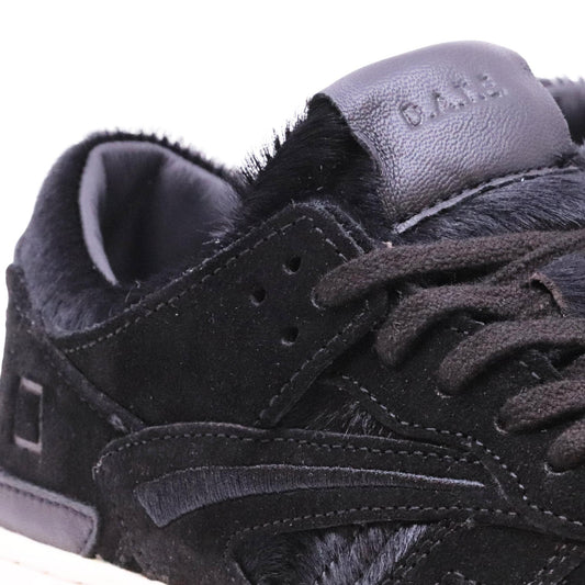 DATE Torneo Pony Black TO PB BK sneaker donna in pelle e cavallino color nero