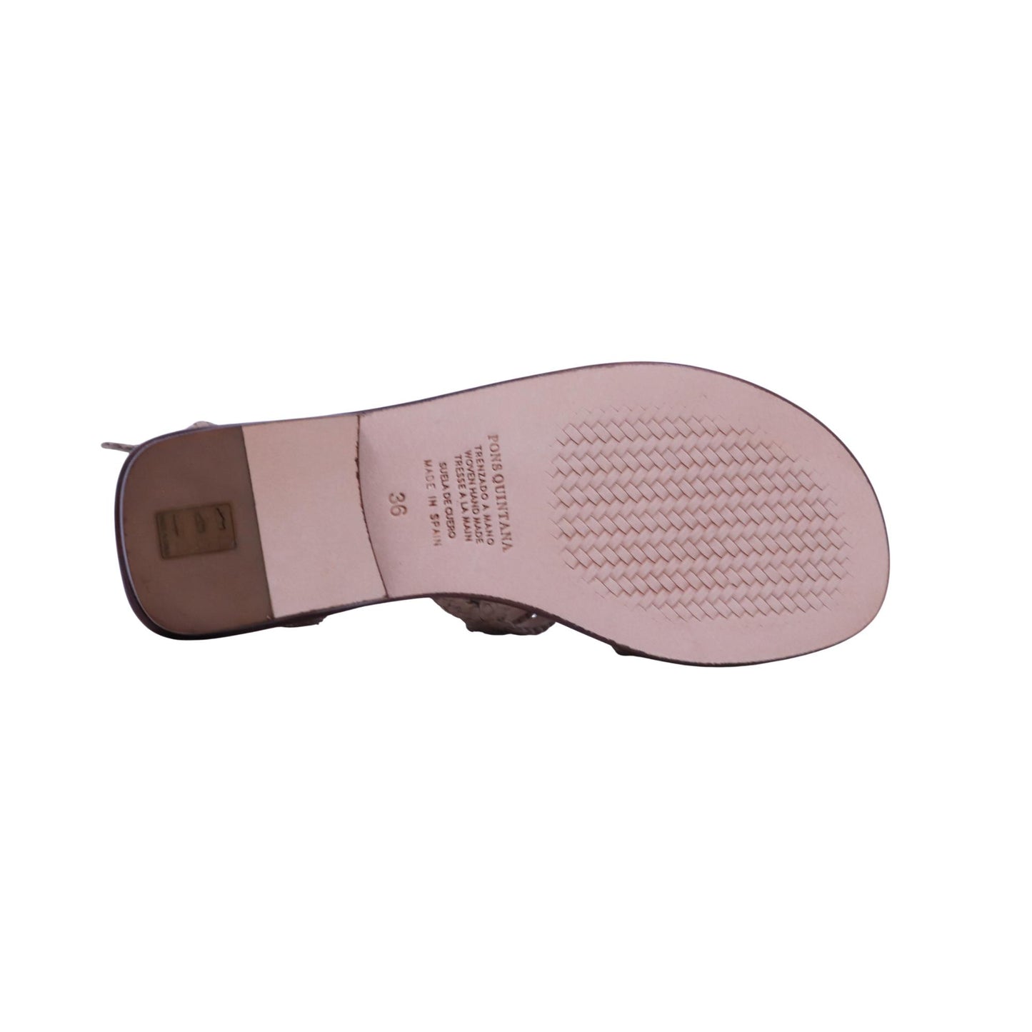 Pons Quintana 9760 159 sandalo donna in pelle intrecciata taupe con suola in cuoio