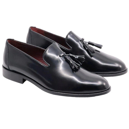 Mocassino Antica Cuoieria da uomo in pelle nera spazzolata