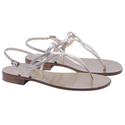 Sandalo infradito Paolo Ferrara 1461 in pelle laminata platino