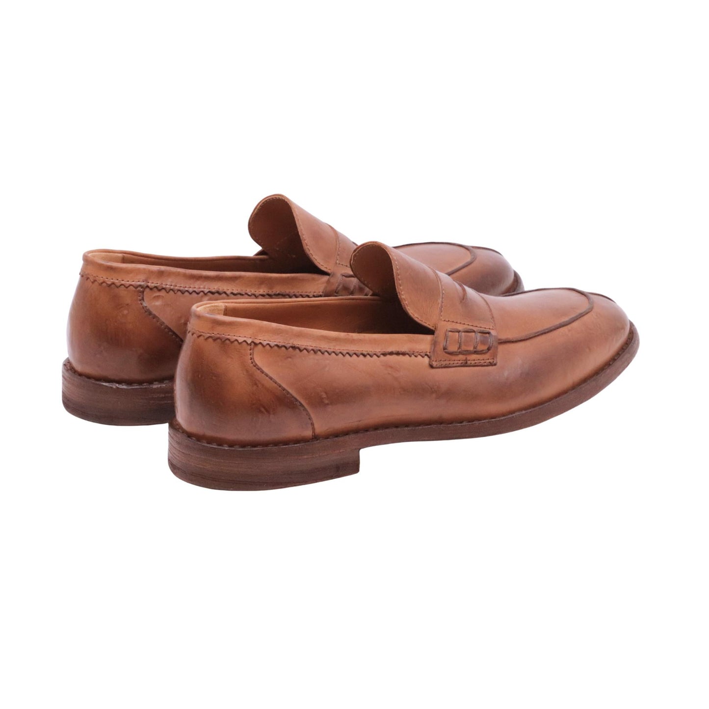 Ducanero 2718 mocassino uomo in pelle cuoio sfumata nero con fondo cuoio elegante Made in Italy