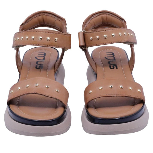 Sandalo zeppa Mjus L17004 in pelle cuoio