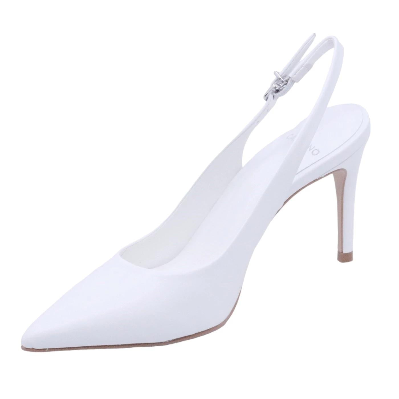 Slingback donna Carrano 195096 in pelle di colore bianca