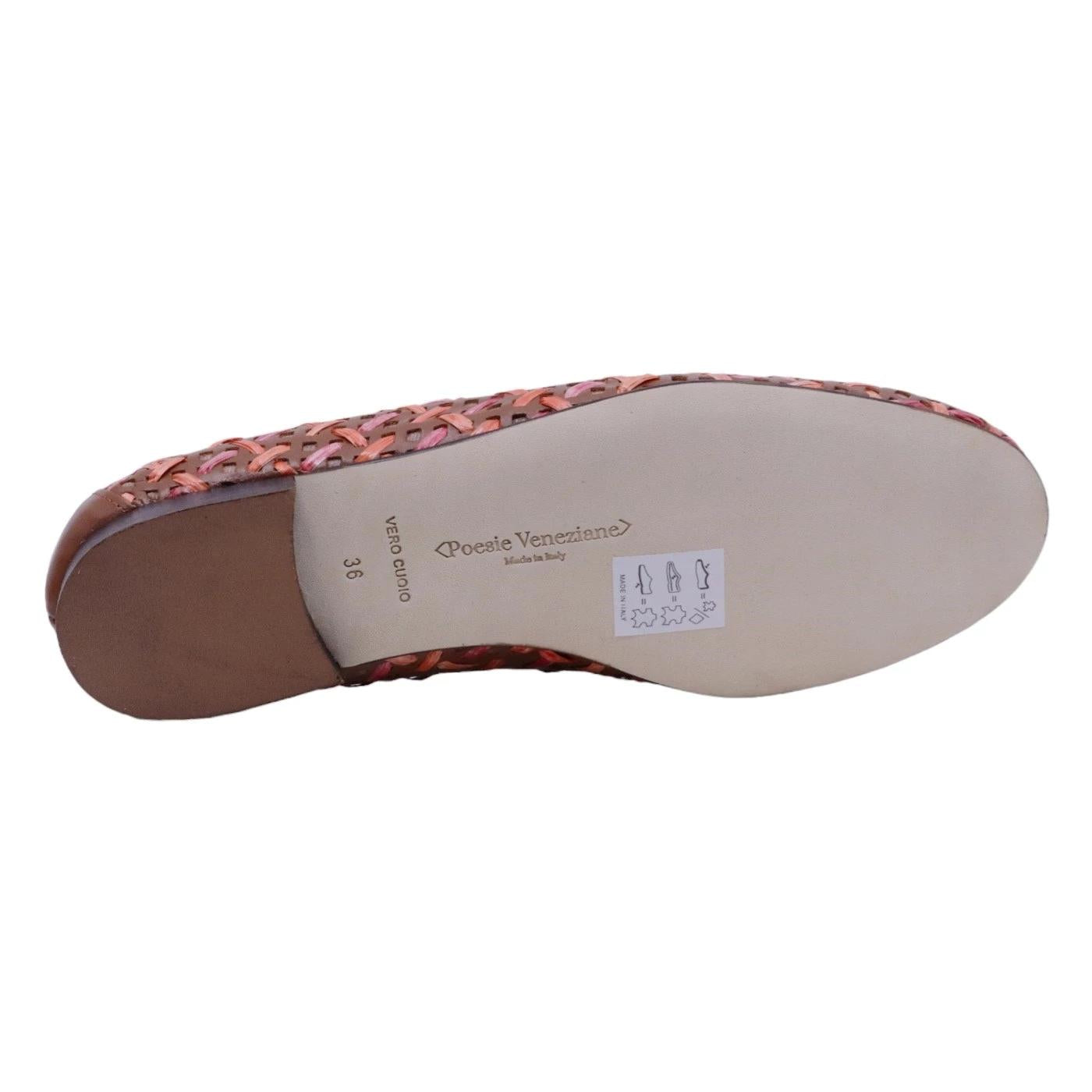 Mocassino donna con mappetto Poesie Veneziane JJA15 intrecciata in pelle