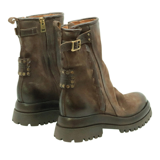 AS98 B51226 stivaletto donna in pelle marrone ebano