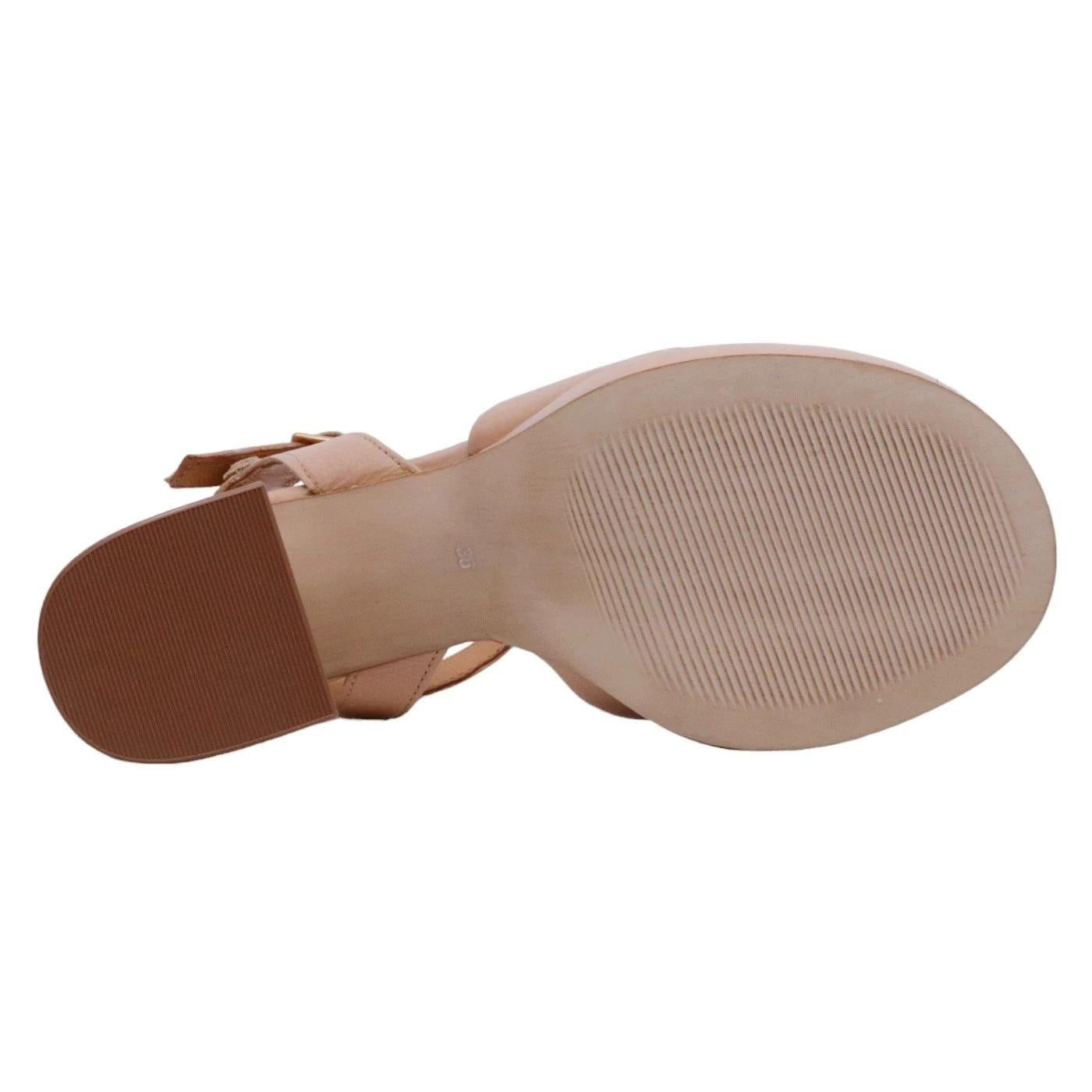 Sandalo con tacco Mjus T91005 in pelle beige sabbia