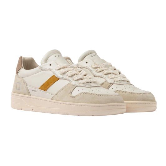 D.A.T.E. Court 2.0 C2-VC-IV sneaker uomo in pelle vintage calf ivory