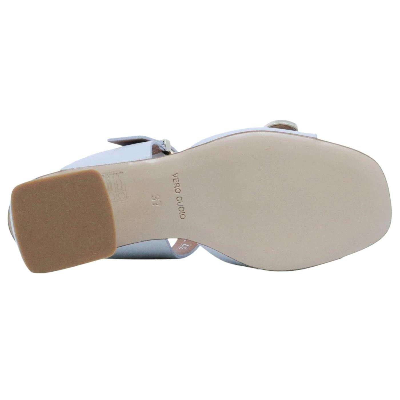 Sandalo con tacco Triver Flight 601 19 in pelle bianco avorio