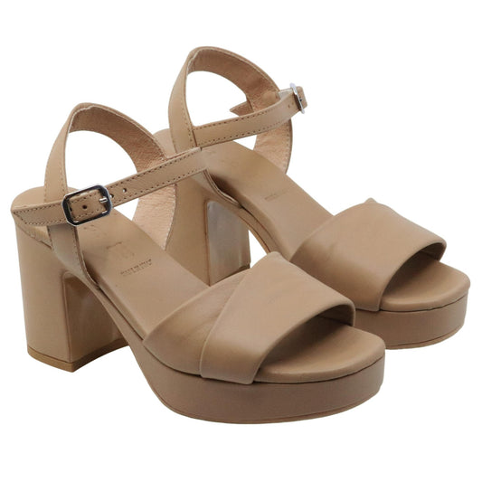 Sandalo con tacco Ehm Robyn in pelle camel