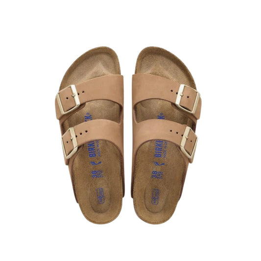 Birkenstock Arizona Soft Footbed Nubuck Leather Mink sandalo unisex in nabuk soft footbed narrow fit