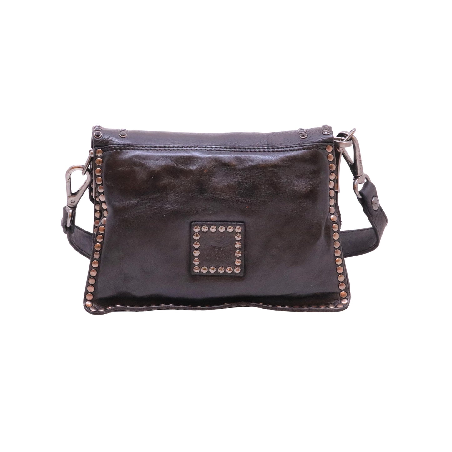 Campomaggi Agnese C016500 borsa a tracolla in pelle nera con strass
