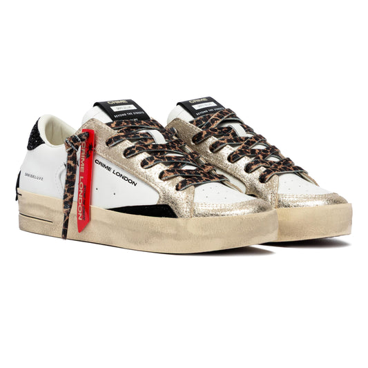 Crime London 25113 SK8 Deluxe sneaker donna in pelle bianca