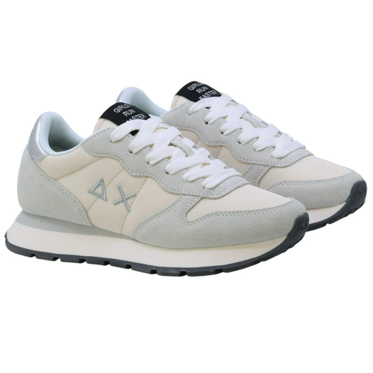 SUN68 Ally Gold Silver Z45202 sneaker donna in nylon e suede bianco