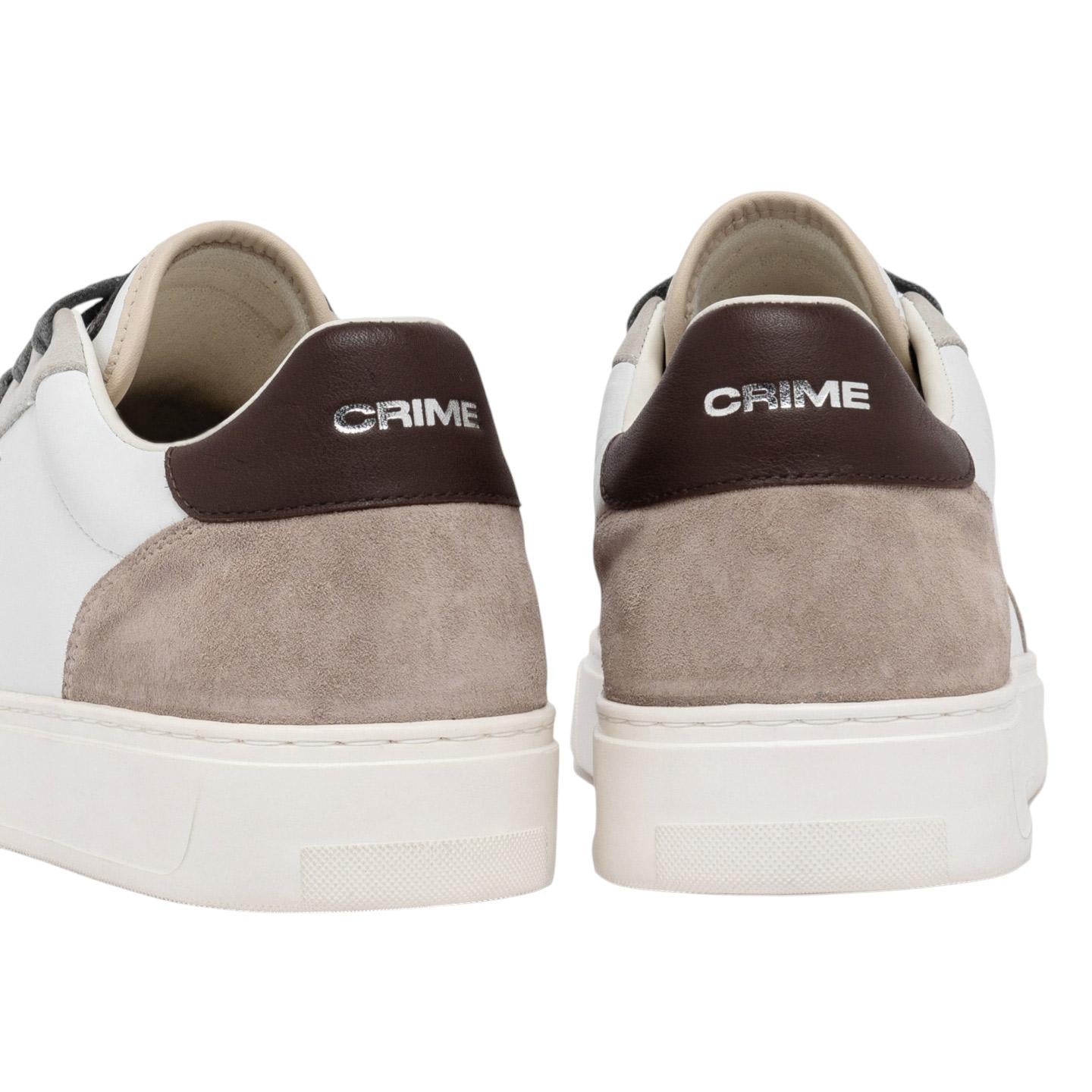 Sneaker uomo Crime London Eclipse 15752 pelle bianca e tortora con dettagli in camoscio