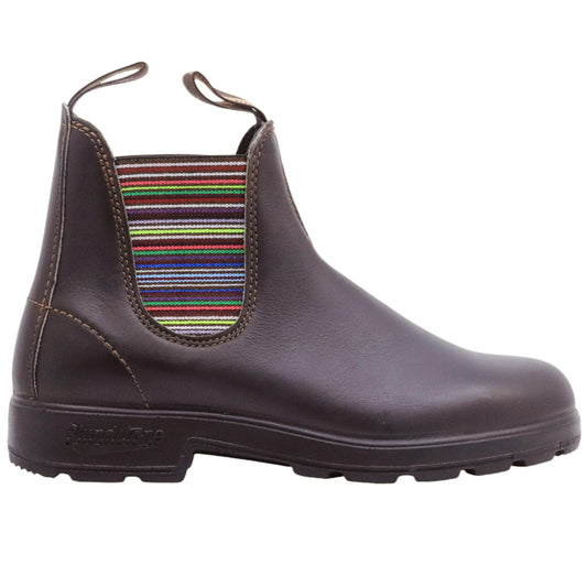Blundstone 1409 chelsea boot donna in pelle marrone con elastici multicolor