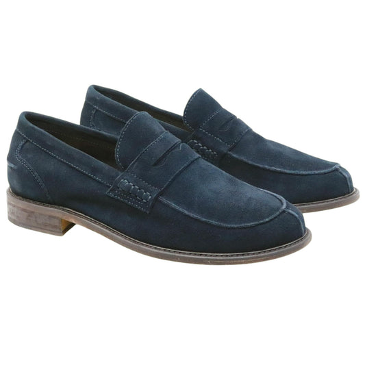 Mocassino uomo Antica Cuoieria 22489 in camoscio blu