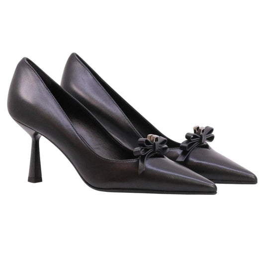 Chantal 1962 2730 décolleté donna in pelle nera con fiocco