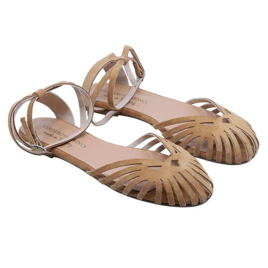 Verderosamarino 3522 sandalo donna in camoscio cognac