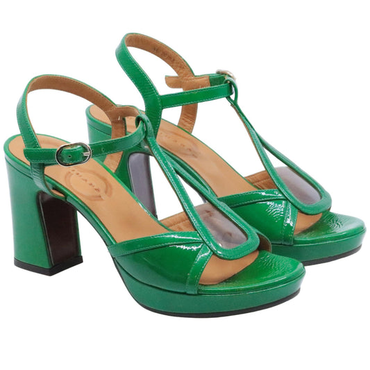 Chie Mihara Kemira sandalo donna in pelle vinile verde