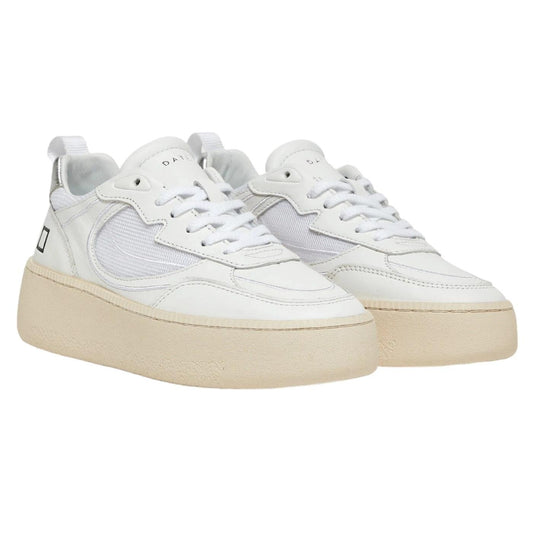 DATE Step Floor Dragon White Silver SE-DR-WS sneaker donna in morbida pelle bianca