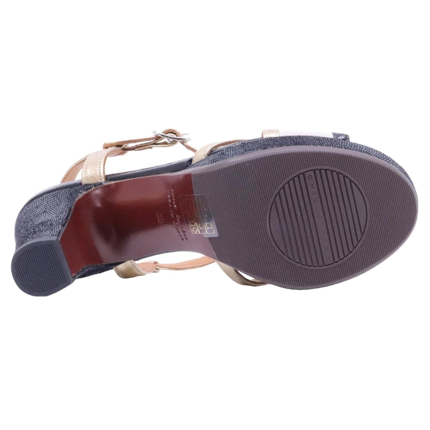 Chie Mihara Ekat44 sandalo donna in pelle nera e oro