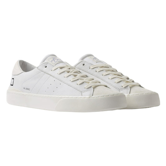 DATE Hill Low Basic White HL BA WH sneaker uomo in pelle bianca