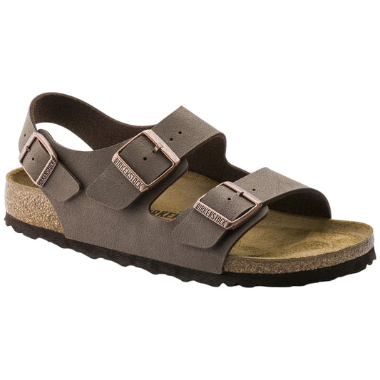 Birkenstock Milano Birkibuc Mocca 634503 sandalo uomo tripla fibbia marrone narrow fit