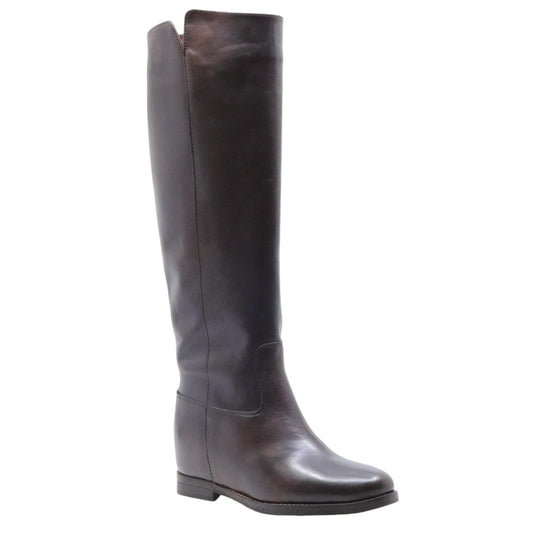 The Seller IV142 stivale donna in pelle marrone con zeppa interna