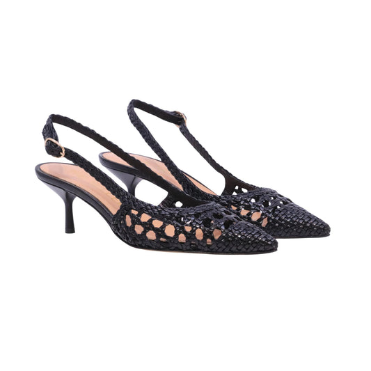 The Seller SE3028 slingback donna in pelle intrecciata nera