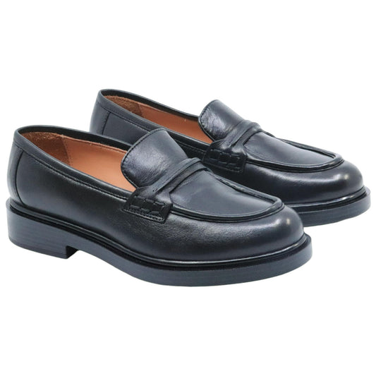 Mocassino donna Triver Flight 709-22 in pelle nera <BR/>