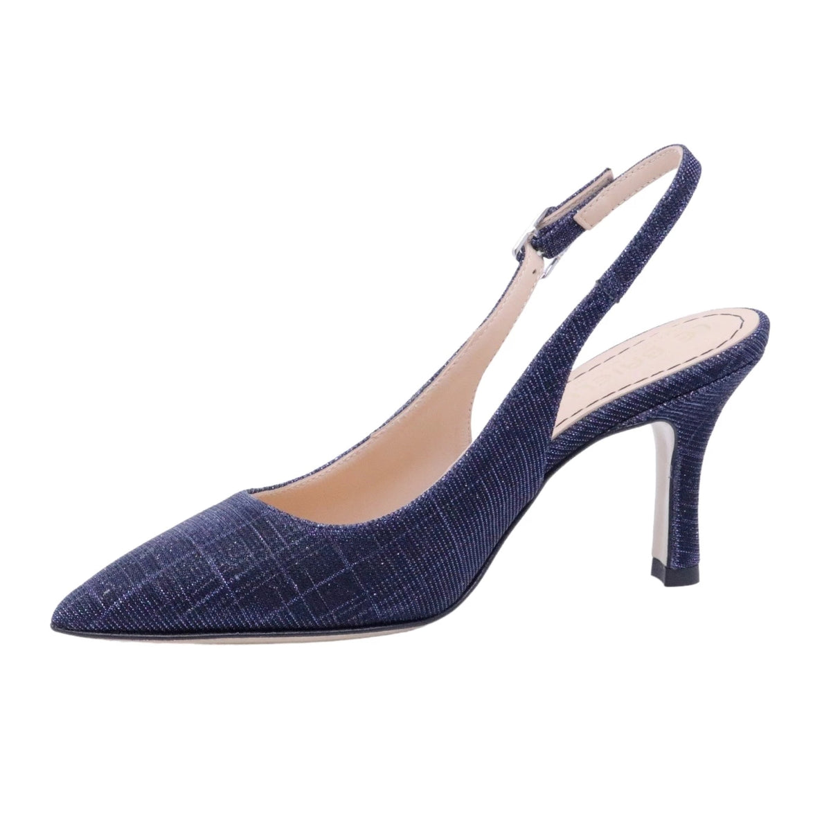Slingback donna Le Briella Z827 in elegante pelle e tessuto di color blu 